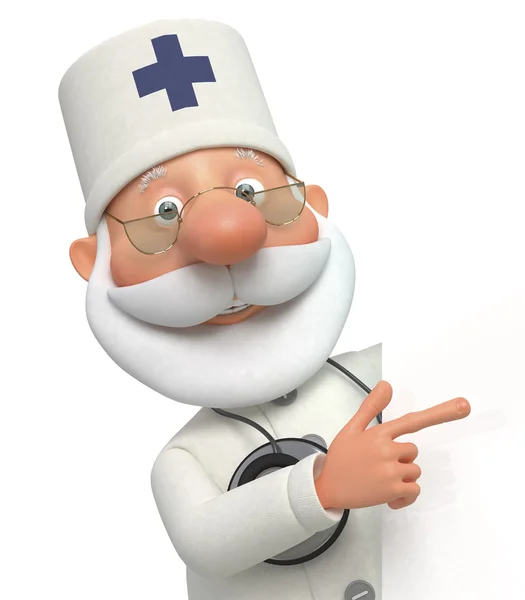 Arzt mit Werbetafel — Stockfoto