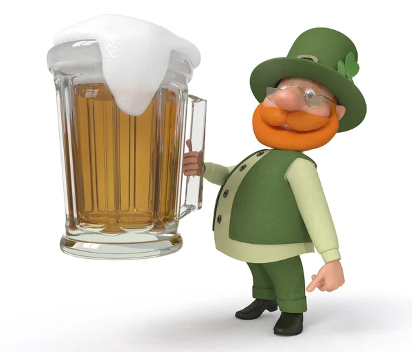 Saint Patrick with beer — Stock Photo, Image