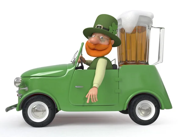 Saint Patrick by car — Stock Photo, Image