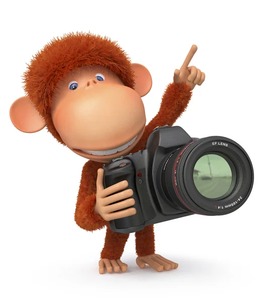 3d fotógrafo macaco — Fotografia de Stock