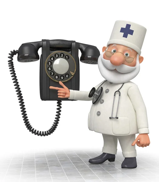 3d doctor with phone — Stock Photo, Image