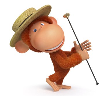 3D maymun bir adım dans ediyor.