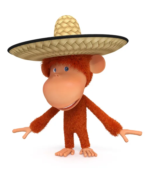 Der Affe kostet im Sombrero — Stockfoto
