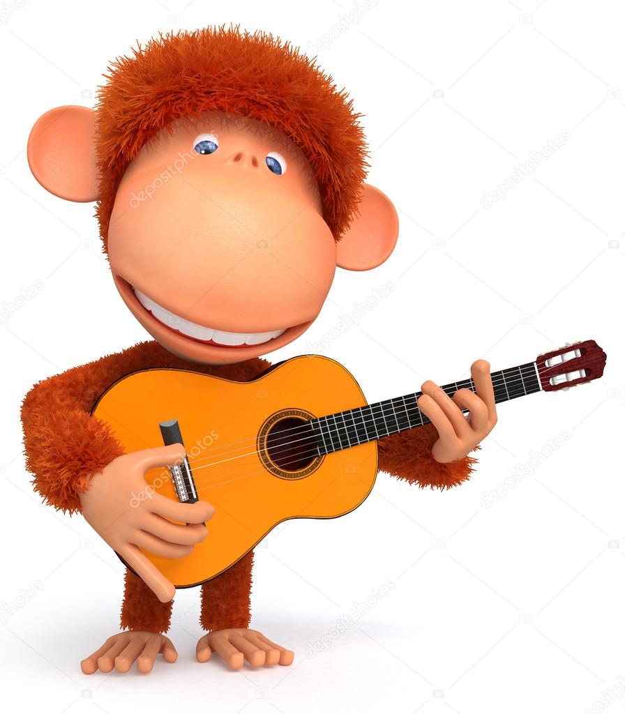 3d monkey costs with a guitar