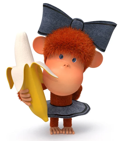 De kleine aap met banaan — Stockfoto