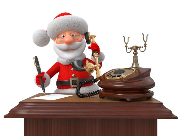Papai Noel com telefone e o punho — Fotografia de Stock