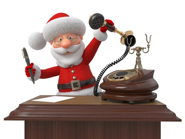 Babbo Natale con telefono e maniglia — Foto Stock