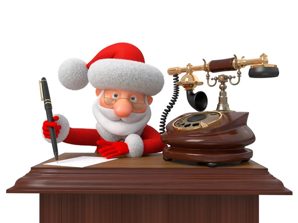 Babbo Natale con telefono e maniglia — Foto Stock