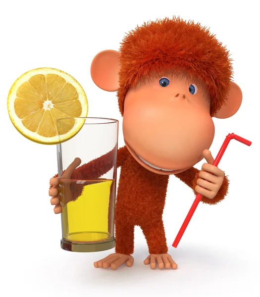 Красная обезьяна с коктейлем — стоковое фото
