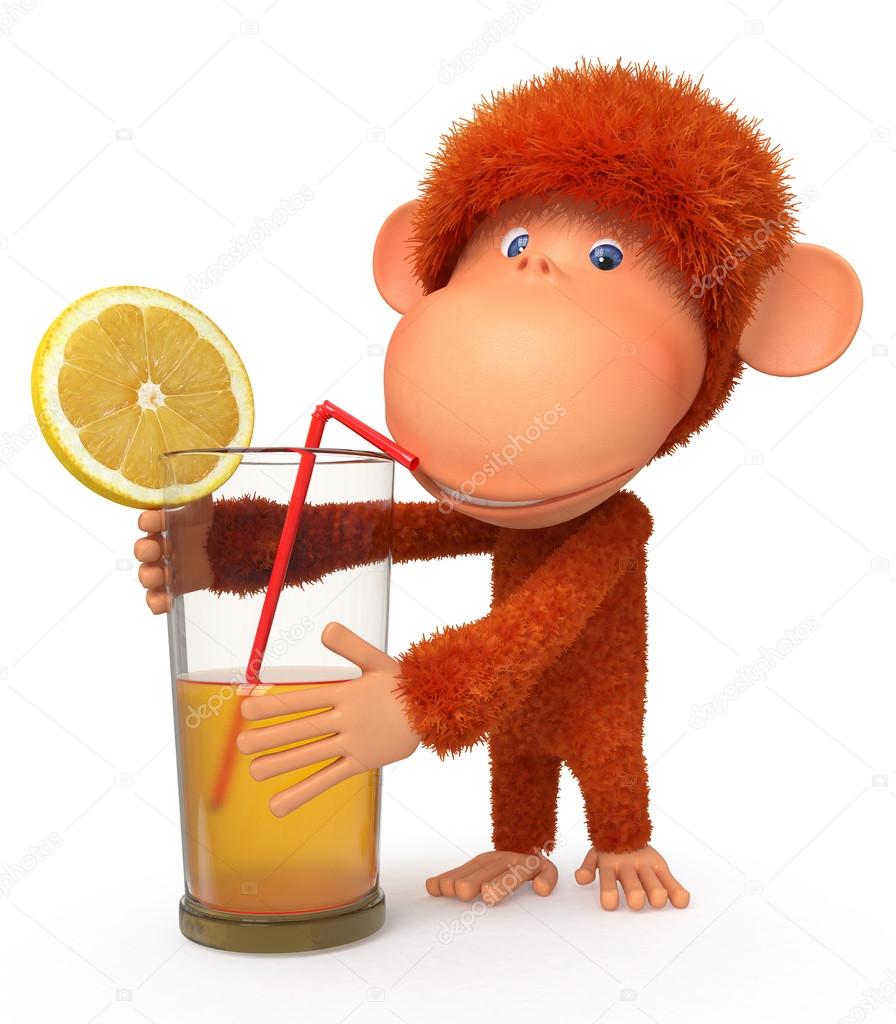 The red monkey with a cocktail