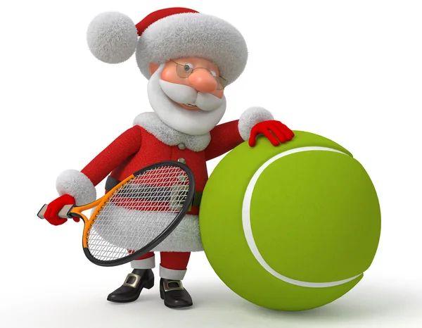 Santa Claus spelar tennis — Stockfoto