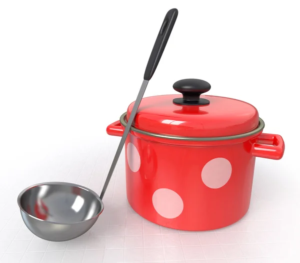 Pan with a ladle — Stock Photo, Image