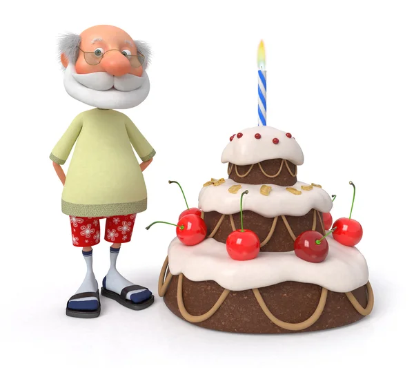 3d důchodce s koláč — Stock fotografie