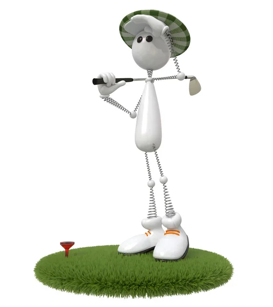 3d pequeño hombre golfista —  Fotos de Stock
