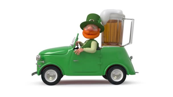 Saint Patrick met de auto — Stockvideo