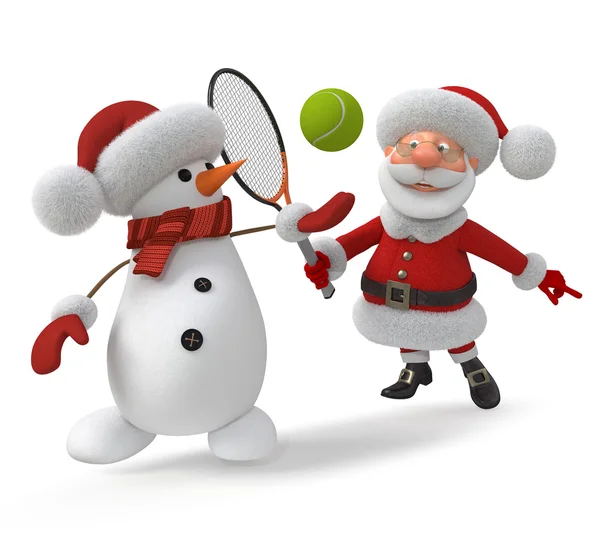 3d 圣诞老人打网球 — 图库照片#