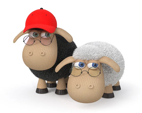 3d ridiculous sheep wearing spectacles — Stock Photo, Image