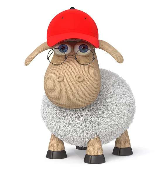 Ridiculous 3d lamb in a baseball cap — Stock Photo, Image