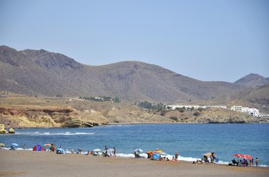 Los escullos beach, volkanik güzellikleri cabo de gata, Endülüs, İspanya
