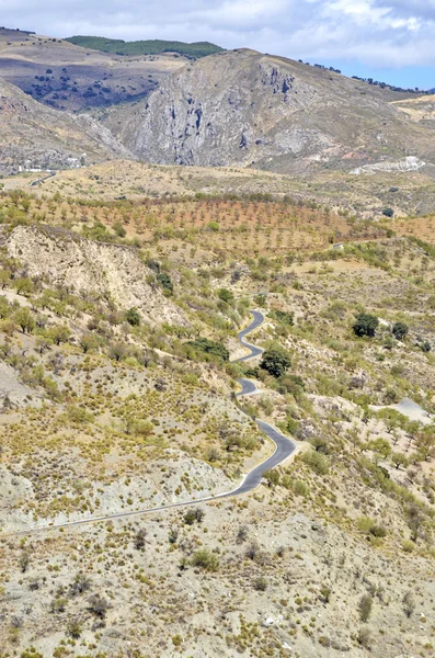 曲折的道路，在 alpujarra，西班牙 — 图库照片