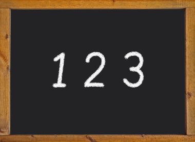 1, 2, 3 siyah tahtaya yazılmış