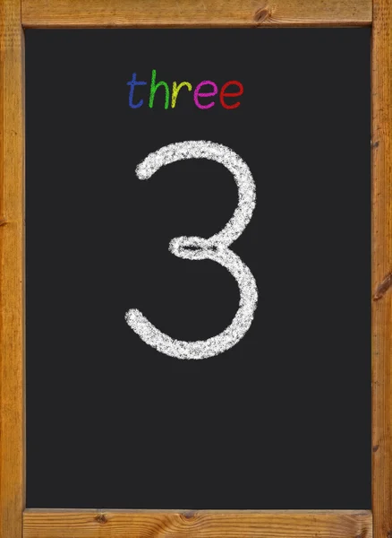 3 written on a black blackboard — Stock Photo, Image