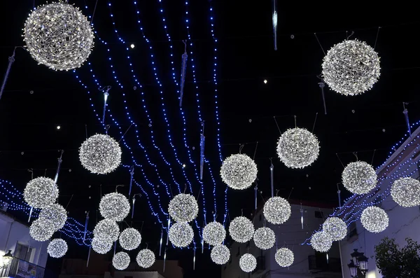 Christmas lights in town street — Stock Photo, Image