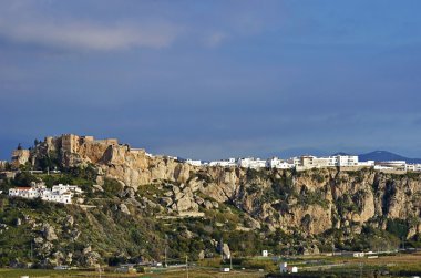 The castle and white houses in the Spanish town of Salobrena, Andalusia