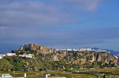The castle and white houses in the Spanish town of Salobrena, Andalusia