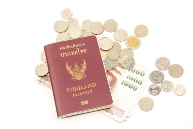 Tayland pasaportu ve Tayland Bahtı para.