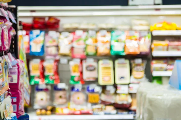 Süpermarket mağazalarında birçok ürünü bulanıklık. 