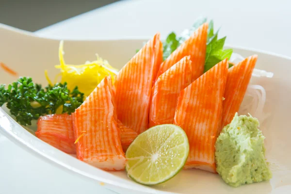 Kani Sashimi Kani Sashimi., Imitação de carne de caranguejo . — Fotografia de Stock