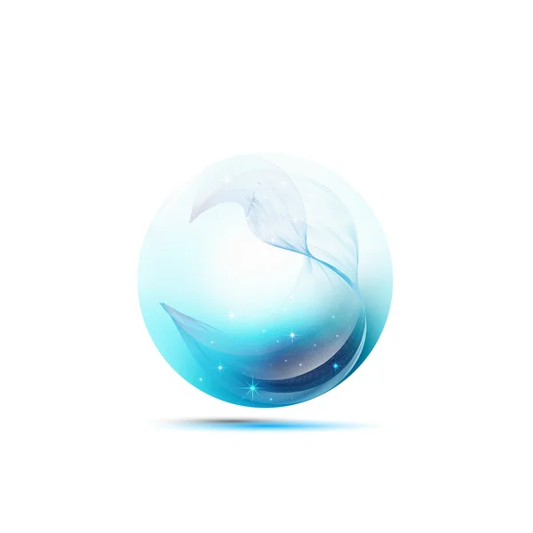 Sihirli logo simge karışımı ile yıldız vektör küre içinde dalgalar