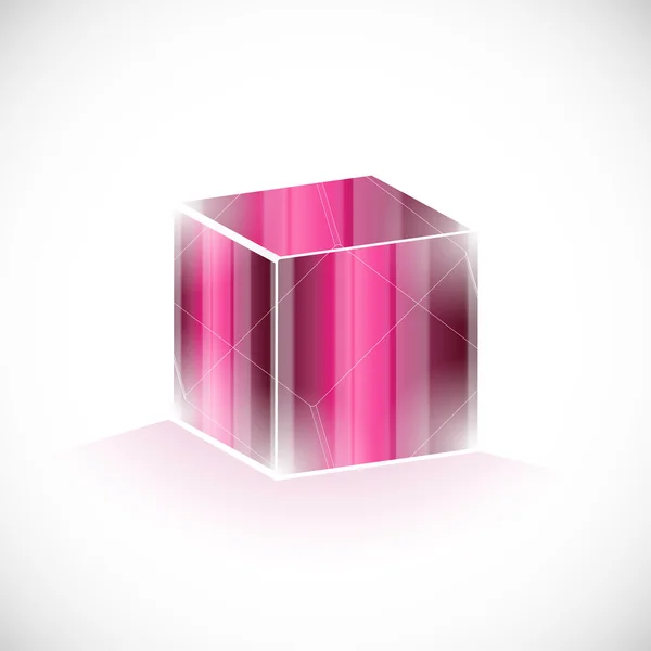 Rosa cubo cristal gema icono de vidrio logotipo plantilla vector — Vector de stock