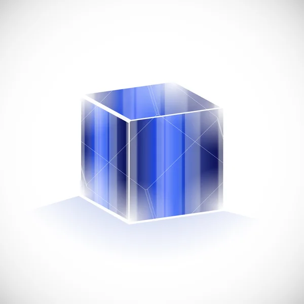 Azul cubo cristal jóia ícone logotipo modelo vetor — Vetor de Stock