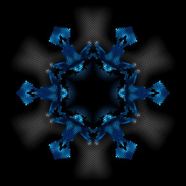 bir siyah arka plan club parti kare mozaik üzerinde parlak mavi yıldız 