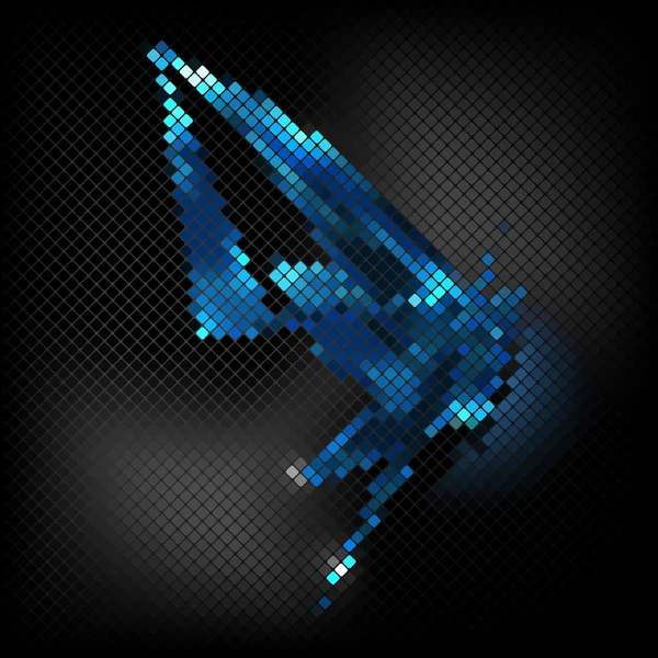 Jasny Błękitny motyl na czarnym tle kwadratowy mozaiki płytki — Wektor stockowy