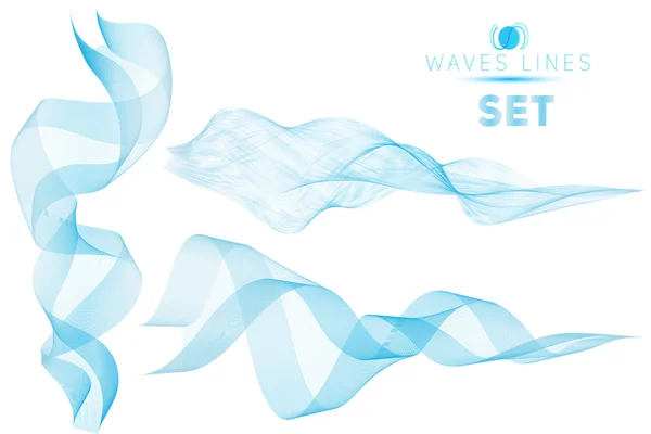 Conjunto azul mezcla olas masivas agua abstracto fondo para plantilla de diseño — Vector de stock