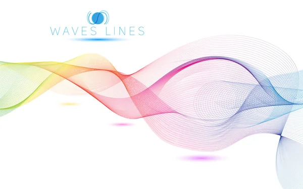 Linha de ondas de luz colorida padrão abstrato brilhante arco-íris ilustração vetor onda iasolada —  Vetores de Stock