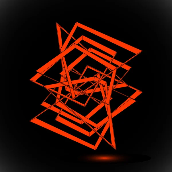 Orange Kristall Web auf schwarzem Symbol Logo geometrische Kunst Vektor-Vorlage — Stockvektor