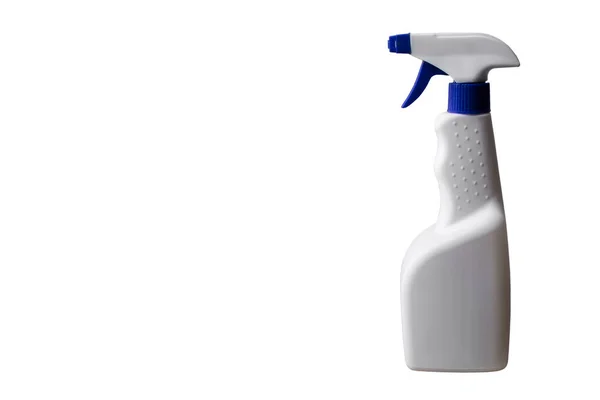 Ontsmettingsmiddel Spray Fles Witte Achtergrond Lege Fles Trekker — Stockfoto