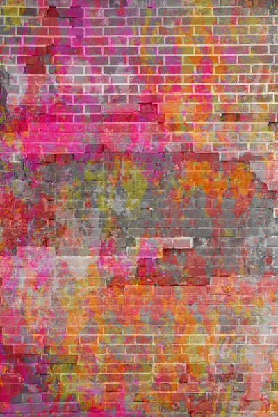 Fond Vertical Brique Multicolore Mur Texture Brique Peinte Différentes Couleurs — Photo