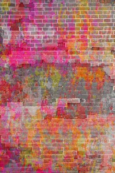 Vertical background brick multi-colored wall.The texture of the brick painted in different colors.