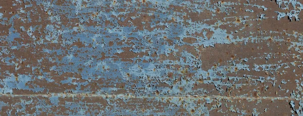 Textura Uma Superfície Metálica Enferrujada Coberta Com Tinta Azul Para — Fotografia de Stock