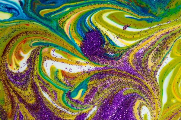 Cenário Acrílico Multicolorido Polvilhado Com Brilhos Roxos Criatividade Contemporânea Textura — Fotografia de Stock