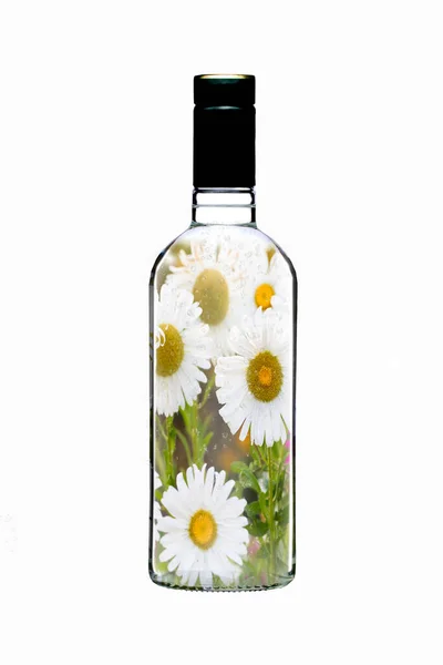 Botella Vidrio Vacía Licor Sobre Fondo Blanco — Foto de Stock