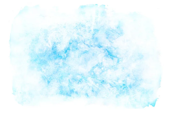 Winter Aquarell Hintergrund Abstrakter Blauer Fleck Mit Schneebedeckten Rändern — Stockfoto