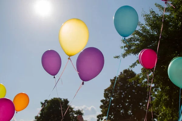 Multicolored Balloons Blue Sky — Stock Photo, Image