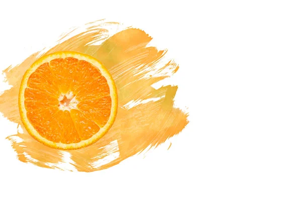 Tranche Orange Vif Sur Fond Peinture Orange — Photo