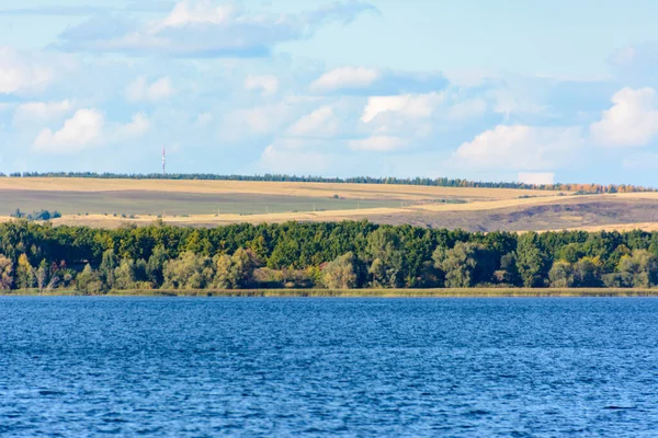 Floden Volgas Kust Mellersta Volga Republiken Tatarstan Höstlandskap Fotografering Från — Stockfoto